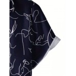 Men's Shirt Top, Abstract Pattern Camp Collar Bowling Shirts Short Sleeves Closure Summer Hawaiian Shirt Male Casual Button Up Shirt For Daily Vacation Resorts Beach Shirts For Men