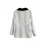 Elegant Color Block Open Front Blazer with Long Sleeve - Women's Outerwear