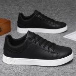 Men's PU Leather Lace-up Skateboard Shoes, Trendy Comfortable Lightweight Non-slip Outdoor Shoes Walking Jogging Sneakers
