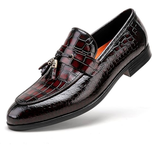 Men's Tassel Loafer, Classic Casual Dress Shoe, Black Smooth Leather Tassel Slip-on Penny Loafer for Mens