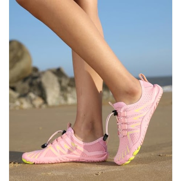 Generic Barefoot Shoes for Women & Men, Wide Toe Box, Breathable, Quick-Dry, Aqua Sports, Beach, River, Athletic, Swim, Surf, Pool, Diving, Hiking, Walking, Pink, US Women's Sizes