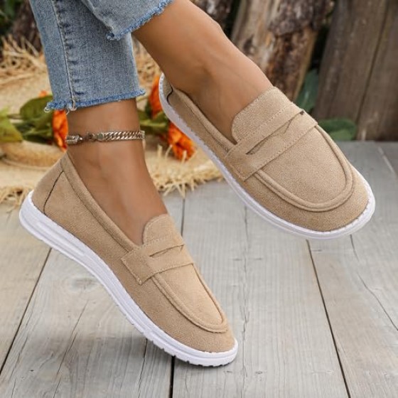 Women's Classic Comfort Suede Penny Loafers Casual Shoes Slip-Ons Lightweight Walking Flats Driving Mocs Boat Shoes