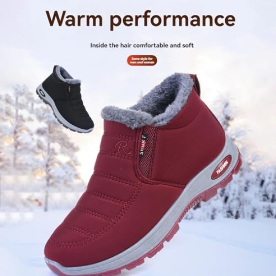 Womens Snow Boots Warm Fur Lined Ankle Booties Winter Waterproof Comfortable Barefoot Boots for Women Non Slip Arch Support Orthopedic Shoes Outdoor Slip On Lightweight Walking Shoes
