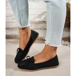 Women's Comfortable Suede Penny Loafers Casual Round Toe Slip On Bowknot Lightweight Walking Flats Moccasins Driving Boat Shoes