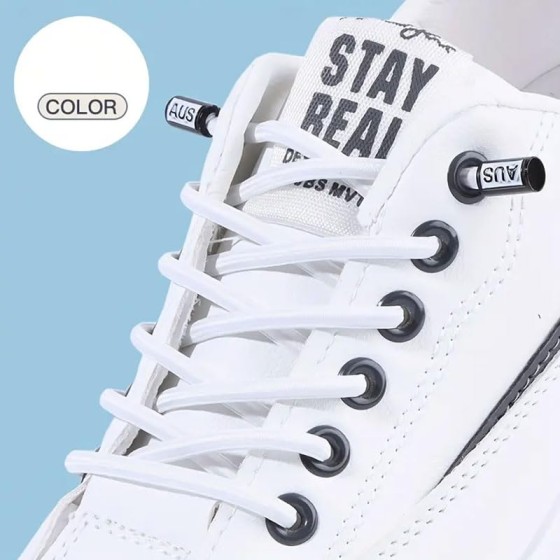 Generic Elastic No-Tie Shoe Laces (White, 2 Pair)