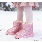 Girl's Boots Kids Glitter Snow Boots Warm Winter Shoes Sparkle Sequin Cute Outdoor Slip Resistant Ankle Boot(Toddler/Little Kids)