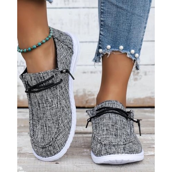 Wide Width Breathable Slip-On Walking Shoes - Comfortable Low-Cut Travel Sneakers