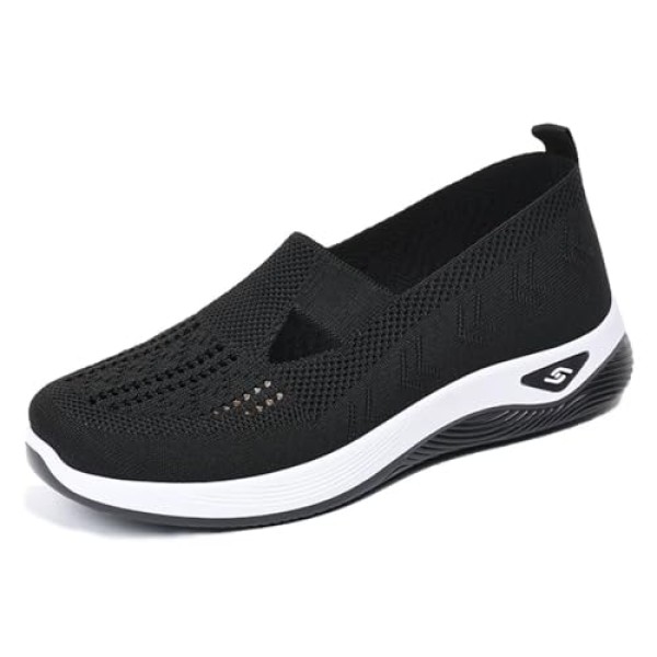 Women Footwear Orthopedic Sneakers Woven Breathable Running Shoes Arch Support Walking Shoes Soft Sole Shoes Cloud Slide Orthopedic