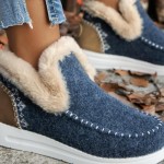 Winter Shoes for Women 2025 Fluffy Ankle Snow Boots Warm Fleece Lined Boots Women Anti-Slip Slip on Fur Lined Loafers Casual Outdoor Plush Short Booties Comfortable Fashion Loafers Shoes