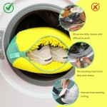 Reusable Shoe Washing Bag for Machine - Protective Laundry Shoe Cleaner with Chenille Fibers for Sneakers & Athletic Shoes - Yellow