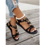 Boho Women's Flat Sandals - Comfortable Beach Flip Flops with Ethnic Embroidery, Non-Slip Sole Casual Summer Sandals for Seaside & Vacation