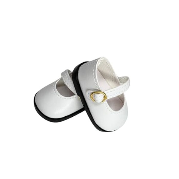 14.5" American Doll Shoes- Mary Jane Black,Red,White,Pink- Shiny Shoe (White)