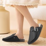 Suede Clogs for Women Men Fuzzy PU Soft Cork Footbed Leather Mules Comfort Potato Shoes with Arch Support
