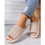 Slippers for Women Corduroy Memory Foam Indoor Slippers Open Toe Slip On Bedroom Comfy House Slide Slipper Shoes