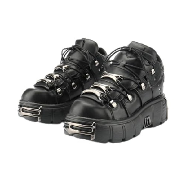 Punk Style Thick Sole Women and Men Shoes Gothic Metal Platform 6cm Vintage Sneakers Shoes Low-top