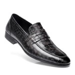 Fashion Leather Dress Shoes for Mens, Premium Formal Alligator Printed Classic Dress Loafer Shoe Business Slip On Penny Shoes for Men