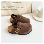 Kids Suede Clogs Toddler Clogs Boys Girls Sandals Cork Adjustable Buckle Mules