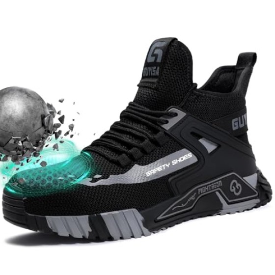 Steel Toe Shoes for Men Work Safety Shoes Industrial Construction Shoes Mid Cut Industrial Boot Work Sneakers Comfortable Lightweight Safety Shoes for Work